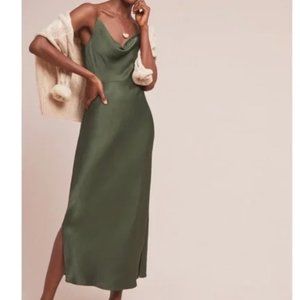 Anthropologie Green Slip Dress
